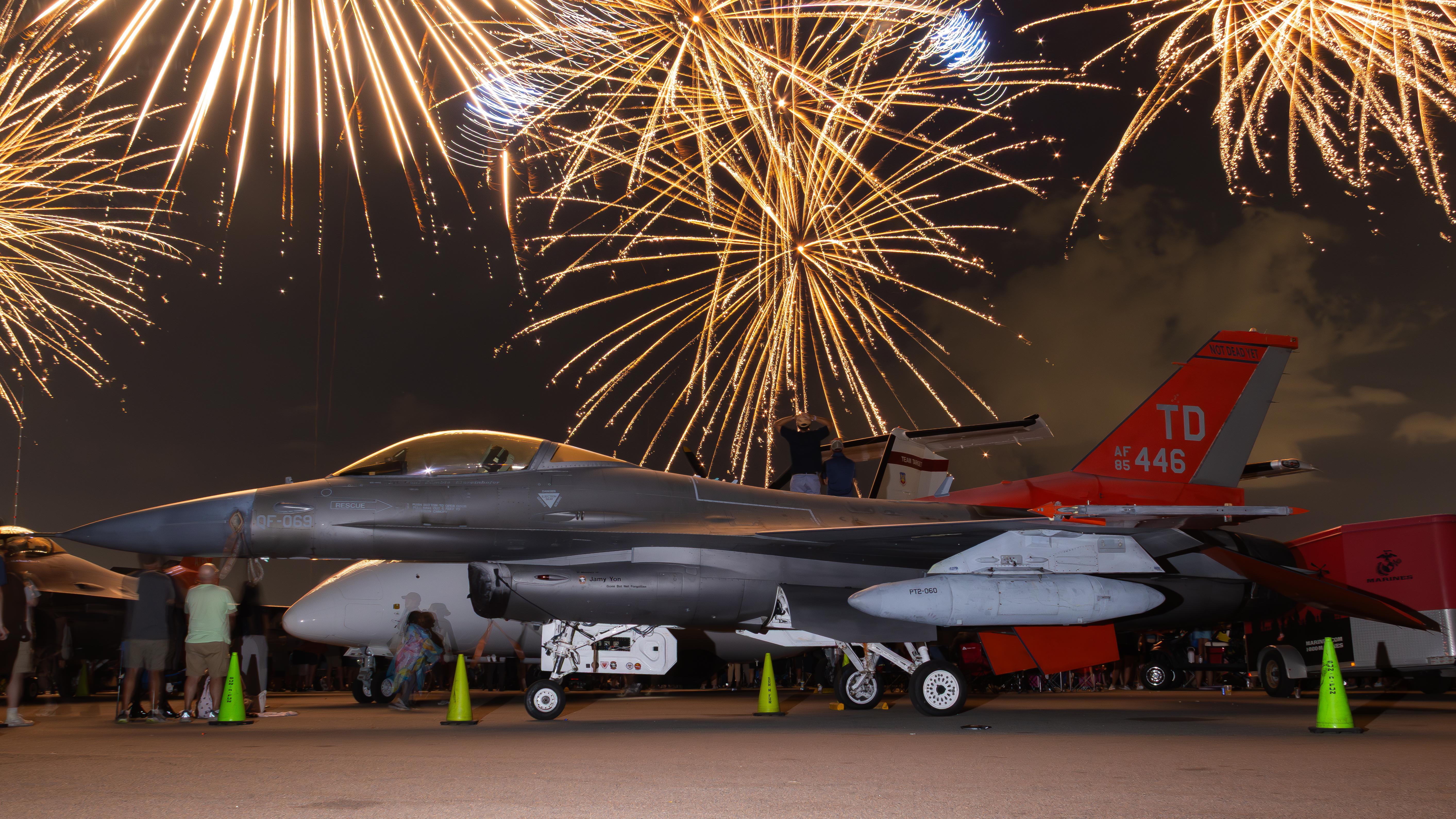 QF-16 with fireworks